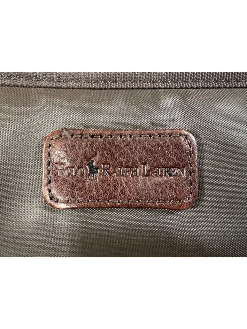 Polo Ralph Lauren Leather Canvas Heritage Logo Messenger Laptop Bag Brown Khaki - Picture 3 of 14